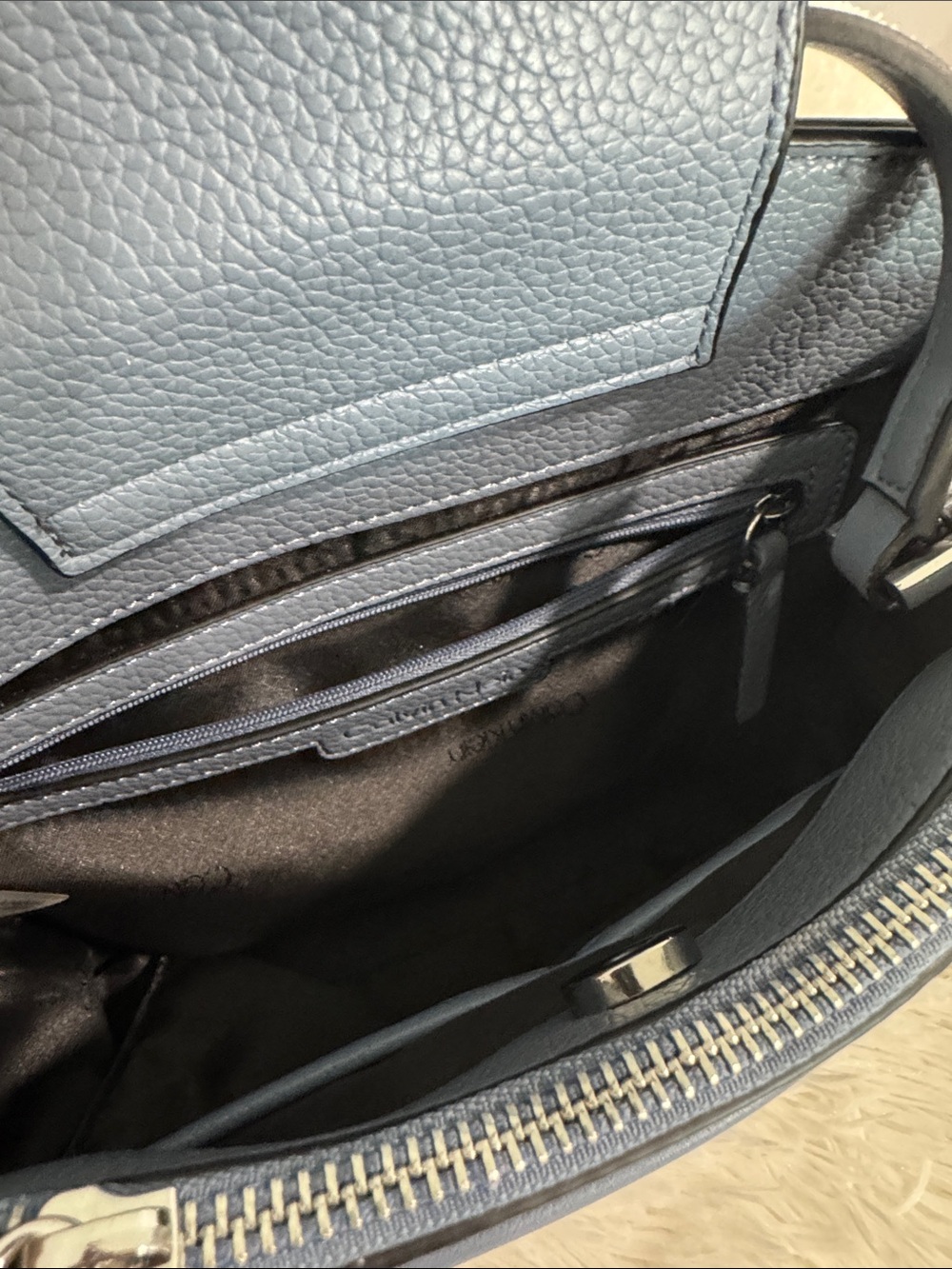 Calvin Klein Light Blue Leather Crossbody Satchel - Picture 4 of 7